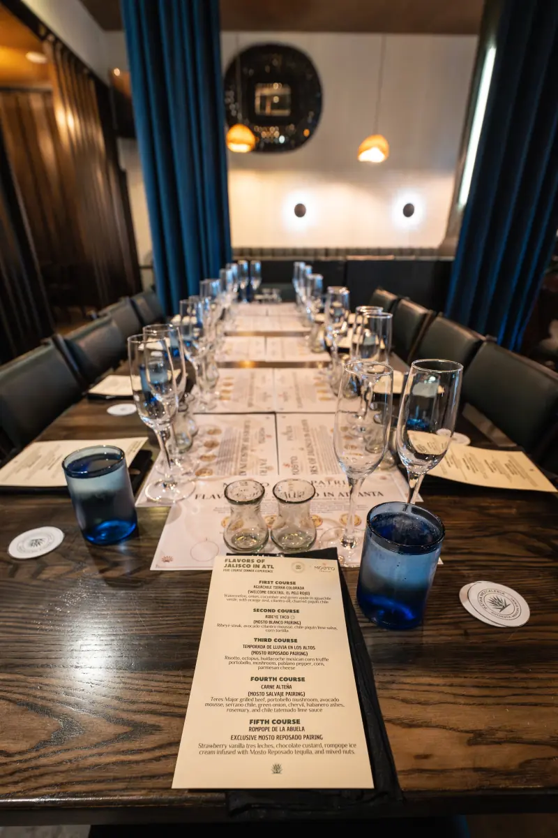 A long table set for a private dinner
